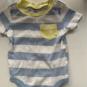 Carter's Blue and White Striped One-Piece Bodysuit with Yellow Trim
